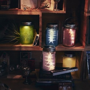 充電式ソーラーライト/ガラスジャー型照明 【フロスト/ホワイト】 照度センサー内蔵 防雨仕様 『Glass Jar -frost-』 商品画像
