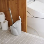 エレファント型トイレブラシ/掃除用具 【グレー】 ステンレス製持ち手 セラミック製ホルダー 『Dieu de toilette』