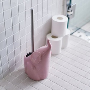 エレファント型トイレブラシ/掃除用具 【ピンク】 ステンレス製持ち手 セラミック製ホルダー 『Dieu de toilette』 商品画像