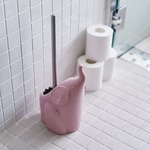 エレファント型トイレブラシ/掃除用具 【ピンク】 ステンレス製持ち手 セラミック製ホルダー 『Dieu de toilette』