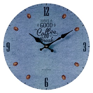 モチーフクロック/壁掛け時計 【Lサイズ/COFFEE BREAK-blue- コーヒー ブレイク ブルー】 直径33cm 商品写真