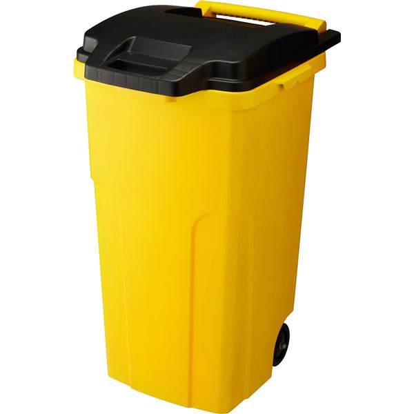 (3セット) 可動式 ゴミ箱/キャスターペール (90C2 2輪 イエロー) フタ付き ダストボックス (家庭用品 掃除用品) b04