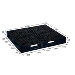 岐阜プラスチック工業　プラスチックパレット　J-D4・1211　片面仕様ブラック　1200×1100ｍｍ