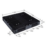 岐阜プラスチック工業　高強度プラスチックパレット　JH-R2・1111C　両面仕様ブラック　1100×1100mm　自動倉庫対応