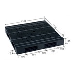岐阜プラスチック工業　汎用プラスチックパレット　HB-R4・1111LH　両面仕様ブラック　1100×1100mm