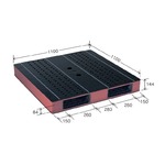 岐阜プラスチック工業　カラープラスチックパレット　HB-R2・1111SC ブラック／ブラウン　両面使用　1100×1100mm　自動倉庫対応