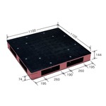 岐阜プラスチック工業　カラープラスチックパレット　HB-R4・1111SC ブラック／ブラウン　両面使用　1100×1100mm