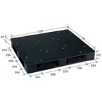 小型プラスチックパレット/物流資材 【1200×1100mm 両面使用/ブラック】 JCK-R4・120110 岐阜プラスチック工業