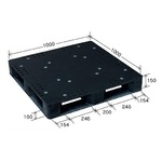 小型プラスチックパレット/物流資材 【1000×1000mm 片面使用/ブラック】 JCK-D4・100100 岐阜プラスチック工業