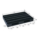 中型プラスチックパレット/物流資材 【900×1300mm 両面使用/ブラック】 JCK-R2・090130 自動倉庫 岐阜プラスチック工業