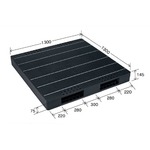 中型プラスチックパレット/物流資材 【1300×1300mm 両面使用/ブラック】 JCK-R2・130130 自動倉庫 岐阜プラスチック工業