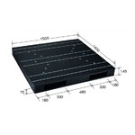 大型プラスチックパレット/物流資材 【1400×1500mm 両面使用/ブラック】 JCK-R2・140150 岐阜プラスチック工業