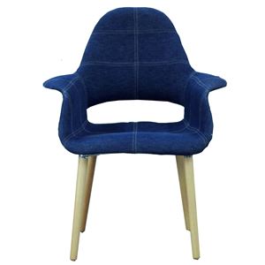 リプロダクト品 デザイナーズチェア イームズチェア オーガニックチェア【本体：デニムブルー ／脚：ナチュラル NA】