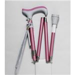 ピップ グランマおりたたみ4段階伸縮式杖 ピンク