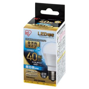 （まとめ） アイリスオーヤマ LED電球40W 全方向 昼白 LDA4N-G-E17／W-4T5【×5セット】