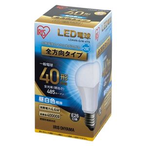 （まとめ） アイリスオーヤマ LED電球40W E26 全方向 昼白 LDA4N-G／W-4T5【×10セット】