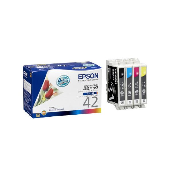 （まとめ） エプソン インクカートリッジ IC4CL42 4色(×3セット) b04