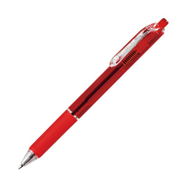 （まとめ） スマートバリュー ノック式油性ボールペン H048J-RD 赤(×50セット) b04