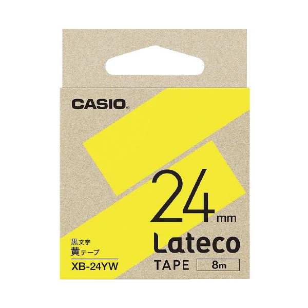 (まとめ) カシオ計算機 ラテコ専用テープ 24mm 黄に黒文字 XB-24YW (×10セット) b04