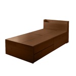 選べる収納ベッド シングル（ボンネルコイルマットレス付） （ハイタイプ：引出し大×1・引出し小×2）ブラウン