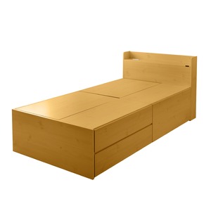 選べる収納ベッド シングル（ポケットコイルマットレス付） （ハイタイプ：引出し大×1・引出し小×2）ナチュラル