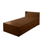 選べる収納ベッド シングル（ボンネルコイルマットレス付） （ハイタイプ：引出し大×1・引出し小×4）ブラウン