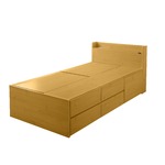 選べる収納ベッド シングル（ポケットコイルマットレス付）（ハイタイプ：引出し大×1・引出し小×4） ナチュラル