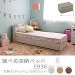 選べる収納ベッド シングル（ボンネルコイルマットレス付） （ロータイプ：引出し×2）ホワイト
