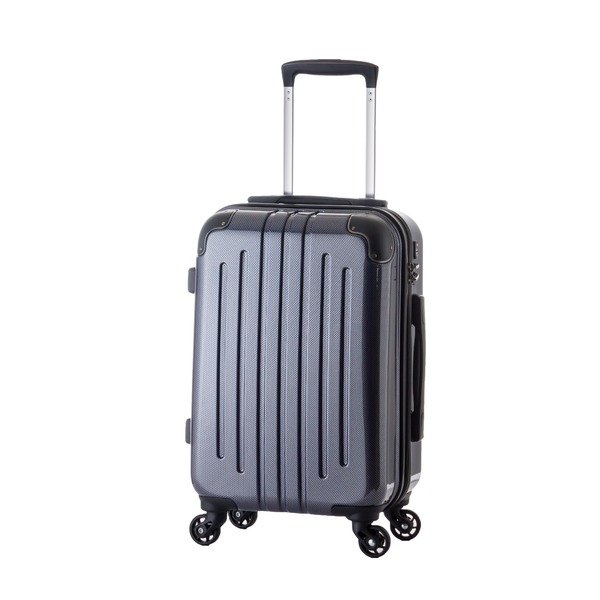 【機内持ち込み可】 軽量スーツケース/キャリーバッグ 【カーボンネイビー】 29L 2.6kg ファスナー 大型キャスター TSAロックf00