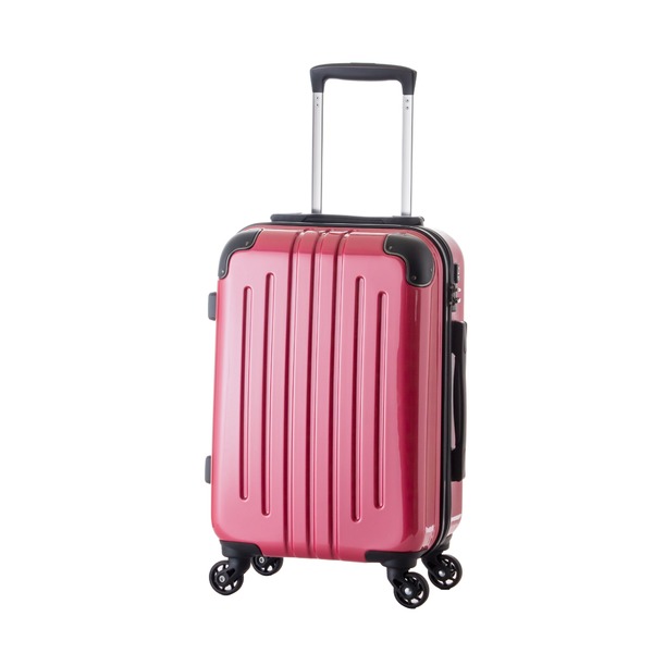 【機内持ち込み可】 軽量スーツケース/キャリーバッグ 【ピンク】 29L 2.6kg ファスナー 大型キャスター TSAロックf00