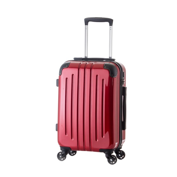 【機内持ち込み可】 軽量スーツケース/キャリーバッグ 【ライトレッド】 29L 2.6kg ファスナー 大型キャスター TSAロックf00
