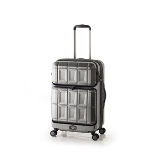 スーツケース 【マットブラッシュブラック】 拡張式(54L+8L) ダブルフロントオープン アジア・ラゲージ 『PANTHEON』 商品画像
