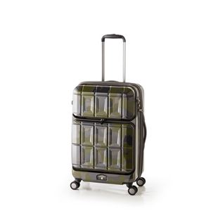 スーツケース 【グリーンカモフラージュ】 拡張式(54L+8L) ダブルフロントオープン アジア・ラゲージ 『PANTHEON』 商品画像