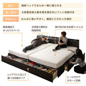 照明付き 連結 収納ベッド (ポケットコイルマットレス付き) ワイドキング【 S (A:サイド収納無し) +SD (B:サイド収納有り) 】『Famirest』ファミレスト ホワイト (木目) 白 照明付き 連結 収納ベッド (ポケットコイルマットレス付き) ワイドキング【 S (A:サイド収納無し) +SD (B:サイド収納有り) 】『Famirest』ファミレスト ホワイト (木目) 白