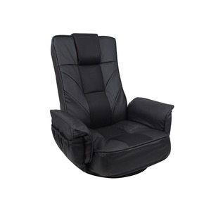 肘付き回転座椅子 サンライト ＴＶが見やすい 42段階リクライニング 幅73奥57高77cm ブラック 