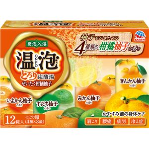 アース製薬 温泡とろり炭酸湯ぜいたく柑橘柚子12錠入 × 3 点セット