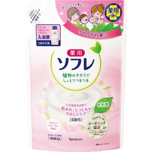 バスクリン 薬用ソフレ スキンケア入浴液 やさしいフローラルの香り つめかえ用600ml × 3 点セット