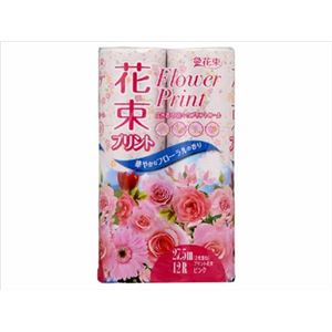 【ケース販売】 丸富製紙 プリント花束 ピンク 12ロールダブル × 8 点セット