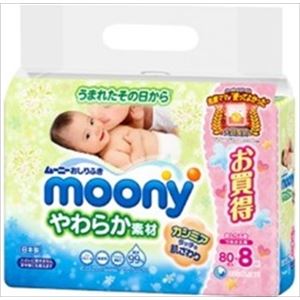 【ケース販売】 ユニ・チャーム ムーニーおしりふきやわらか素材詰替80枚×8 × 4 点セット