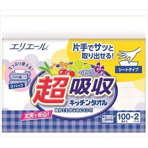 【ケース販売】 大王製紙 エリエール 超吸収キッチンタオルシートタイプ100W × 15 点セット