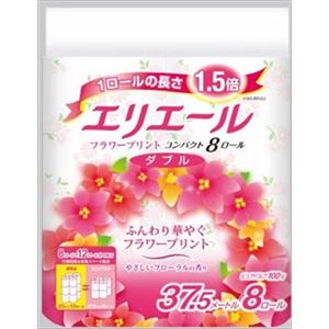【ケース販売】 大王製紙 エリエールフラワープリントコンパクト8RW × 8 点セット