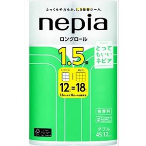 【ケース販売】 王子ネピア ネピアロングトイレットロール12Rダブル45M無香料 × 6 点セット