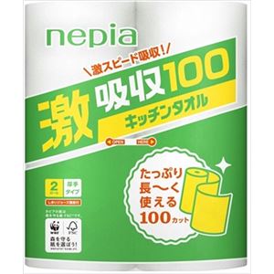 【ケース販売】 王子ネピア ネピア激吸収キッチンタオル2ロール2枚重ね100カット × 24 点セット
