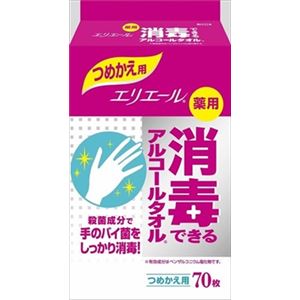 【ケース販売】 大王製紙 エリエール消毒できるアルコールウェット詰替70枚 × 24 点セット