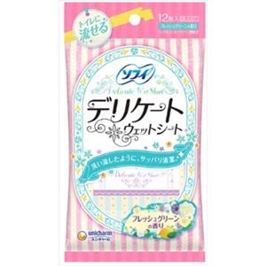 【ケース販売】 ユニ・チャーム ソフイデリケートウェットグリーンの香り6枚×2 × 48 点セット