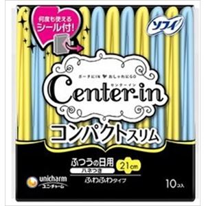 【ケース販売】 ユニ・チャーム センターインコンパクトふわふわふつうの日用10枚 × 60 点セット