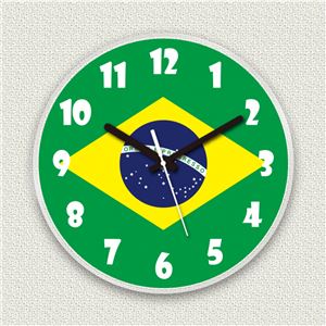 壁掛け時計/デザインクロック 【ブラジル国旗】 直径30cm アクリル素材 『MYCLO』 〔インテリア雑貨 贈り物 什器〕 商品写真
