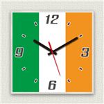 壁掛け時計/デザインクロック 【アイルランド国旗】 30ｃｍ角 アクリル素材 『MYCLO』 〔インテリア雑貨 贈り物 什器〕