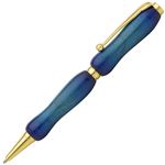 日本製 Air Brush Wood Pen キャンディカラー ボールペン(ギター塗装)【クロスタイプ/芯：0.7mm】Blue/カーリーメイプル