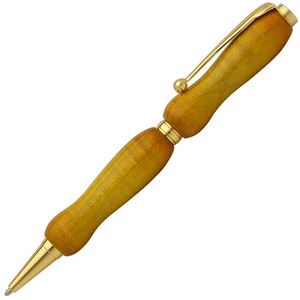 日本製 Air Brush Wood Pen キャンディカラー ボールペン(ギター塗装)【クロスタイプ/芯:0.7mm】Yellow/カーリーメイプル 商品写真1